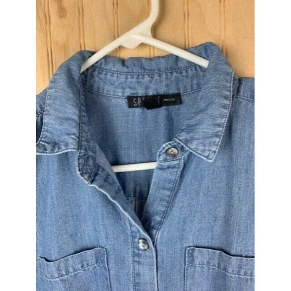 Spense Size 10 Petite Womens Crop Jumpsuit Light Wash Elastic Waist Shor… - Picture 4 of 7